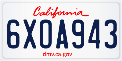 CA license plate 6XOA943