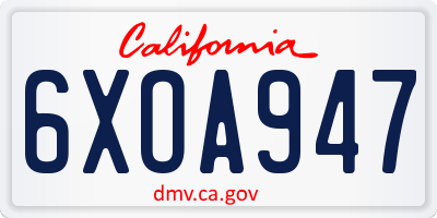 CA license plate 6XOA947