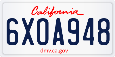 CA license plate 6XOA948
