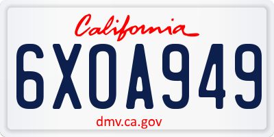 CA license plate 6XOA949