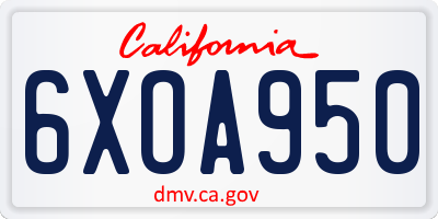 CA license plate 6XOA950