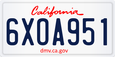CA license plate 6XOA951