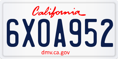CA license plate 6XOA952