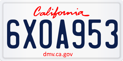 CA license plate 6XOA953