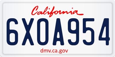 CA license plate 6XOA954