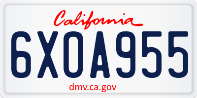 CA license plate 6XOA955