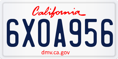CA license plate 6XOA956