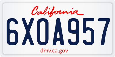 CA license plate 6XOA957