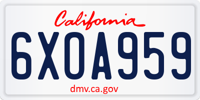 CA license plate 6XOA959