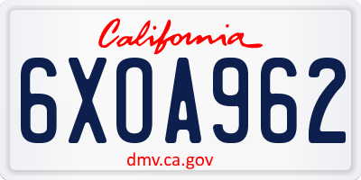 CA license plate 6XOA962