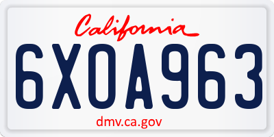 CA license plate 6XOA963