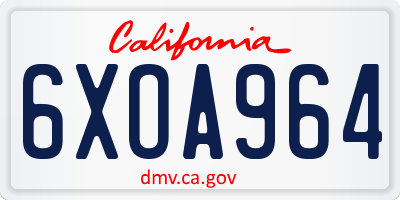 CA license plate 6XOA964