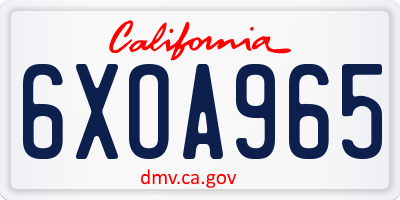 CA license plate 6XOA965