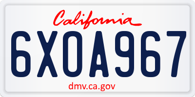CA license plate 6XOA967