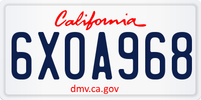 CA license plate 6XOA968