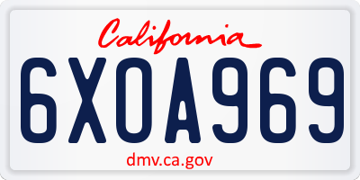 CA license plate 6XOA969