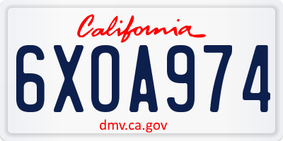 CA license plate 6XOA974
