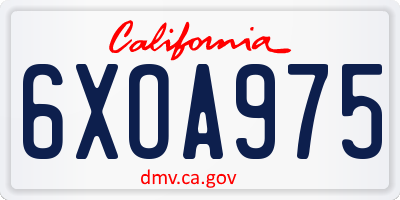 CA license plate 6XOA975
