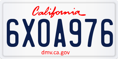 CA license plate 6XOA976