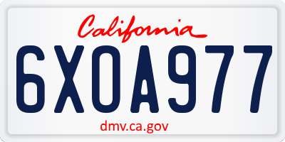 CA license plate 6XOA977