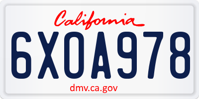CA license plate 6XOA978