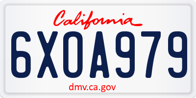 CA license plate 6XOA979