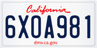 CA license plate 6XOA981