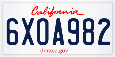 CA license plate 6XOA982