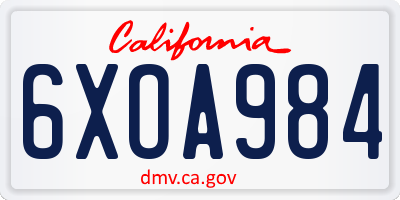CA license plate 6XOA984
