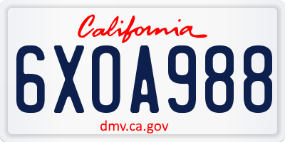 CA license plate 6XOA988
