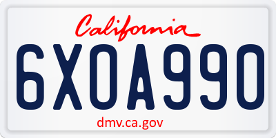 CA license plate 6XOA990