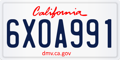 CA license plate 6XOA991