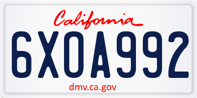 CA license plate 6XOA992