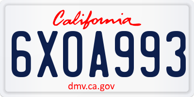 CA license plate 6XOA993
