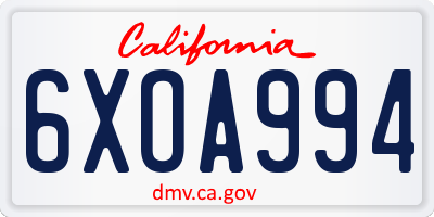 CA license plate 6XOA994