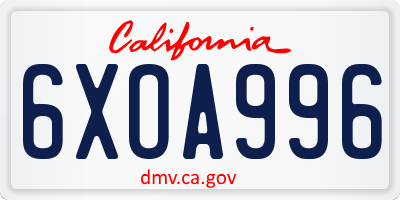 CA license plate 6XOA996
