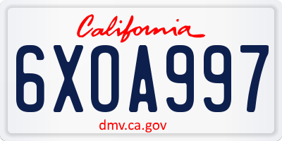 CA license plate 6XOA997
