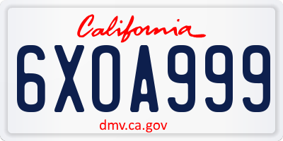 CA license plate 6XOA999