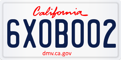 CA license plate 6XOB002