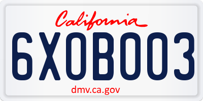 CA license plate 6XOB003