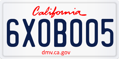 CA license plate 6XOB005
