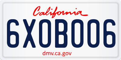 CA license plate 6XOB006