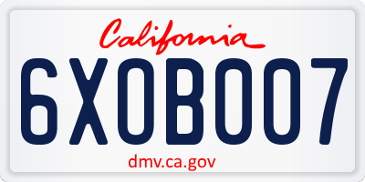 CA license plate 6XOB007