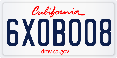CA license plate 6XOB008