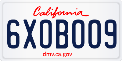 CA license plate 6XOB009