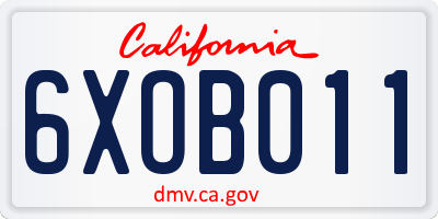 CA license plate 6XOB011