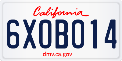 CA license plate 6XOB014