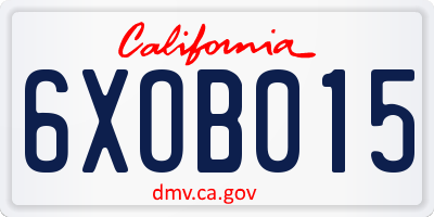 CA license plate 6XOB015