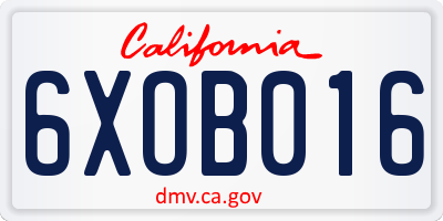 CA license plate 6XOB016