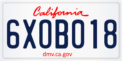 CA license plate 6XOB018